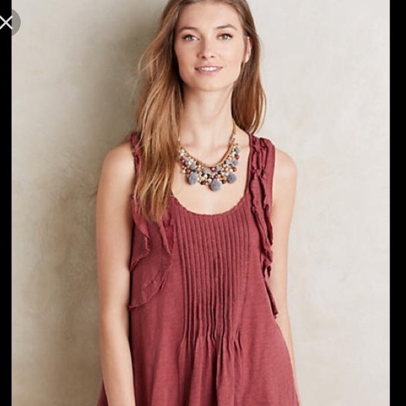 Anthropologie Deletta Red Ruffle Tank S - Picture 2 of 8